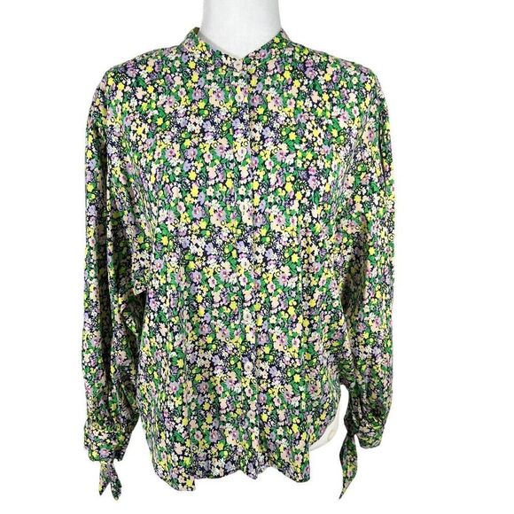 Anthropologie Maeve Multi-Color Floral Print Long-Sleeve Blouse Size Small Cotto - Picture 1 of 13